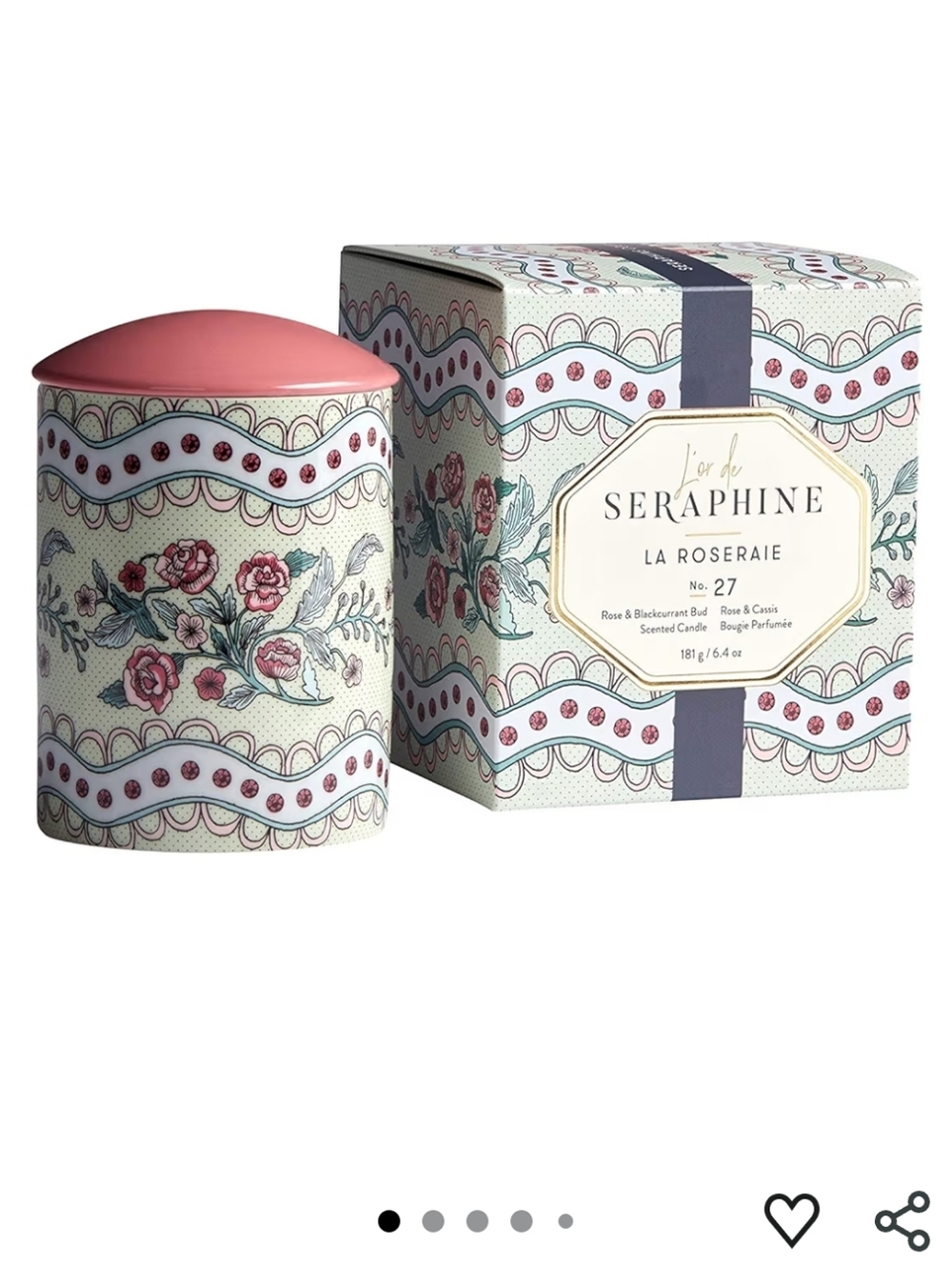 L'or de Seraphine La Roseraie Ceramic Candle Jar With Lid- No Candle - Picture 6 of 6